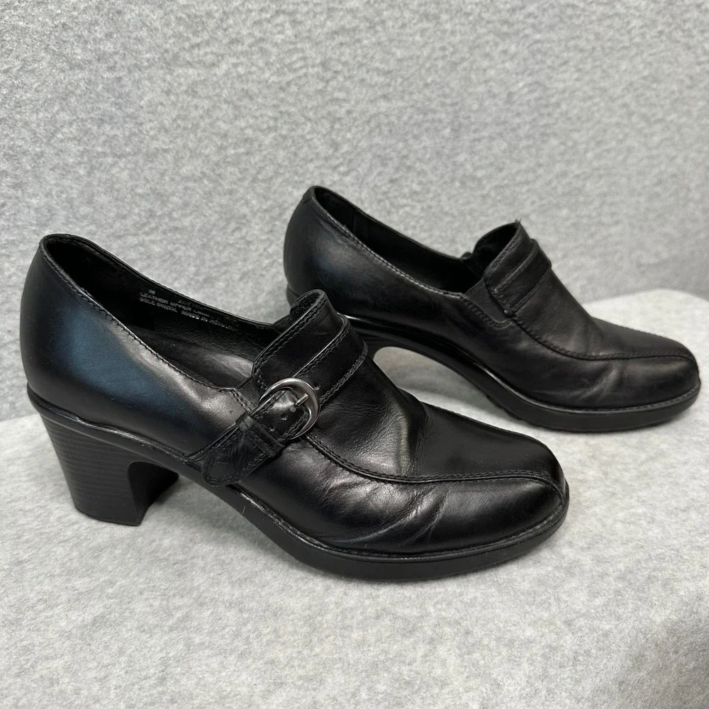 Dansko Black Leather Mary Jane Block Heel Pumps Buckle Strap 3803-0202 Womens 38